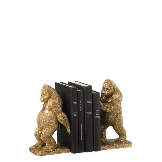 J-Line Set Van 2 Boekensteun Gorilla Resin Goud