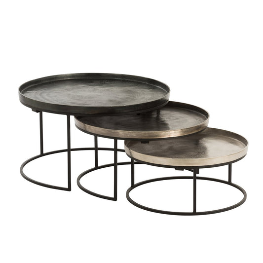 J-Line salontafels Rond Zwart set van 3