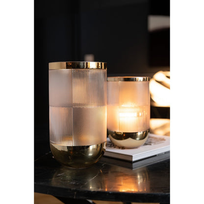 J-Line vaas Cylinder Motief Glas/Goud L