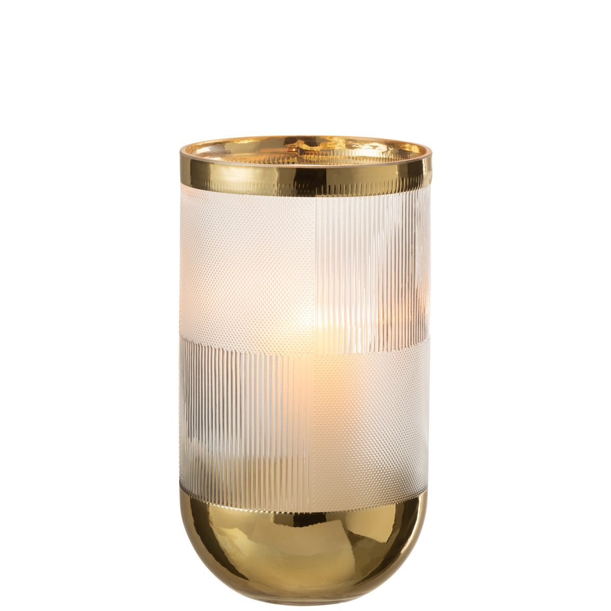 J-Line vaas Cylinder Motief Glas/Goud L