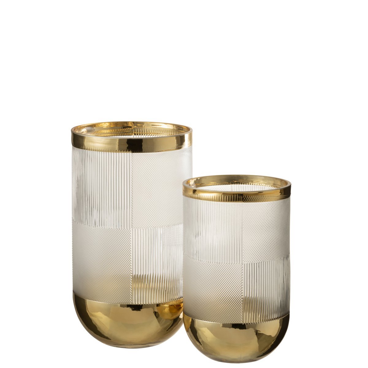 J-Line vaas Cylinder Motief Glas/Goud L