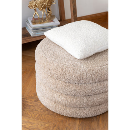 J-Line Poef Rond Teddy Beige