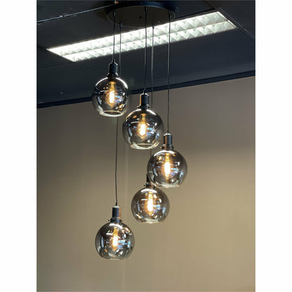 Hanglamp Smoke Glas 5-Licht Rond