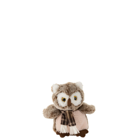 J-Line Uil+Sjaal Pluche Bruin/Beige S