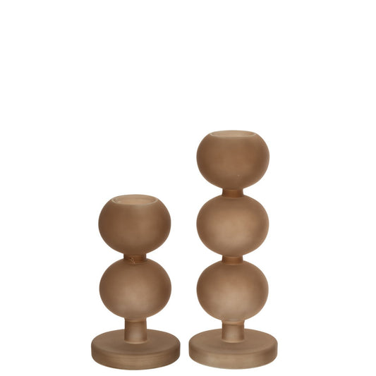 J-Line Set Van 2 Kandelaars Malik Glas Taupe